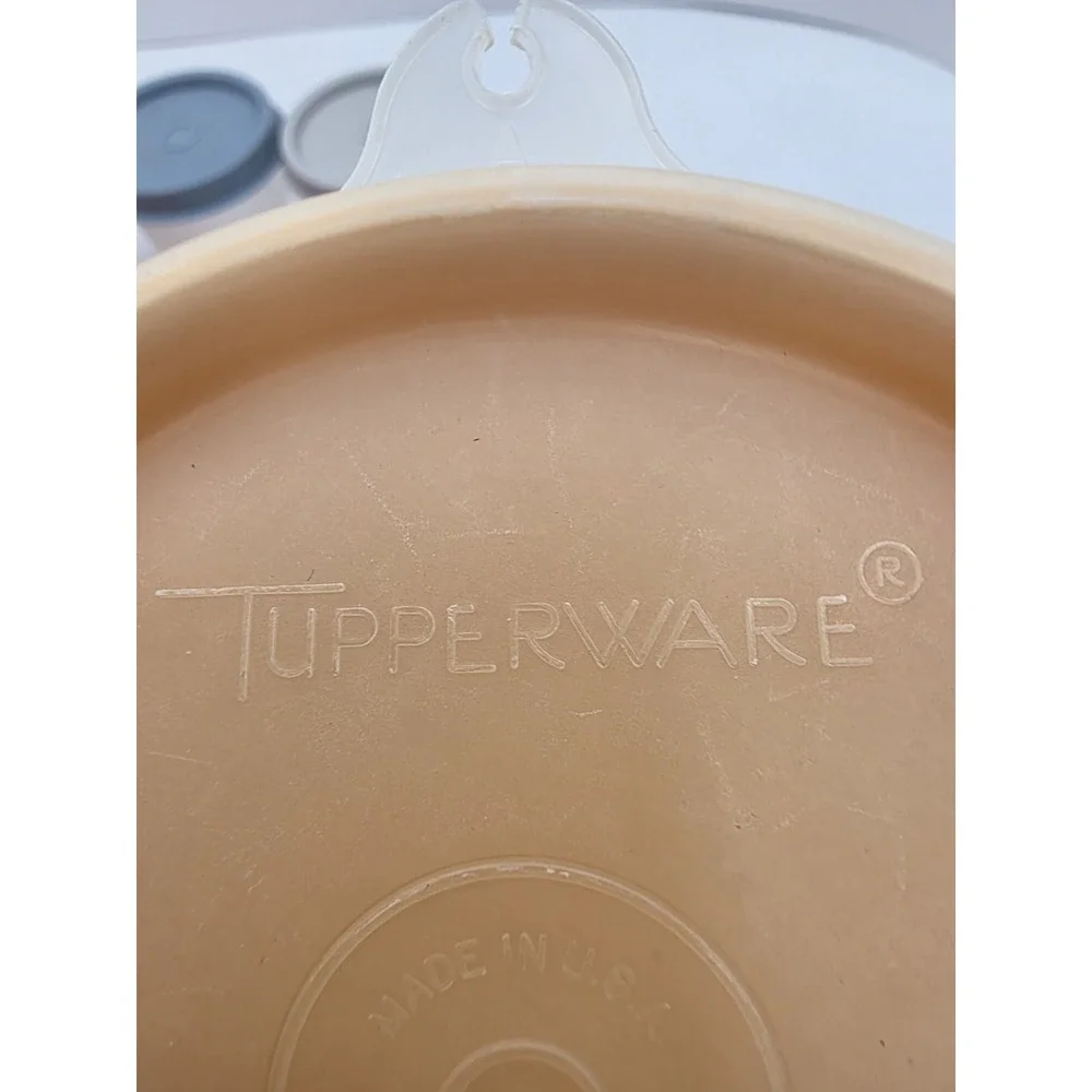 VTG Tupperware Canister Bowl Cup Lot 7 Pc Pastel Harvest Storage Containers Lids